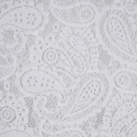 Tissu dentelle blanc cassé à motif paisley  - pretty mercerie - mercerie en ligne