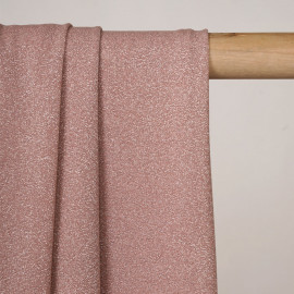 Tissu maillot de bain rose poudré fil lurex argent - pretty mercerie - mercerie en ligne