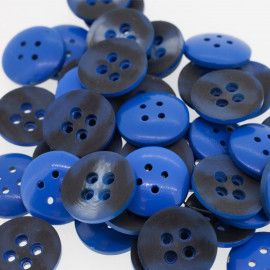Bouton rond bi-color bleu & noir
