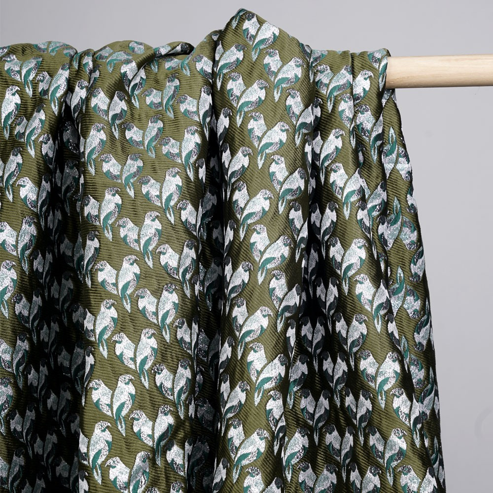 Tissu Jacquard Jardin d'hiver Blanc