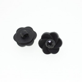 Bouton rond effet strass noir