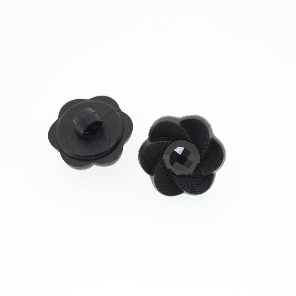 Bouton rond effet strass noir