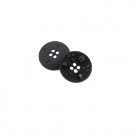Bouton rond effet strass noir
