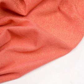 Tissu maillot de bain hot corail fil lurex or - pretty mercerie - mercerie en ligne