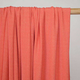 Tissu maillot de bain hot corail fil lurex or - pretty mercerie - mercerie en ligne