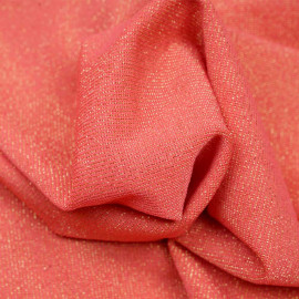 Tissu maillot de bain hot corail fil lurex or - pretty mercerie - mercerie en ligne