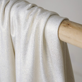 Tissu maillot de bain blanc cassé à paillettes or - pretty mercerie - mercerie en ligne