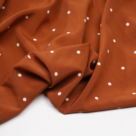 Tissu orange rust à pois blanc - pretty mercerie - mercerie en ligne