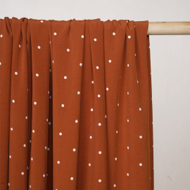 Tissu orange rust à pois blanc - pretty mercerie - mercerie en ligne