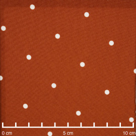 Tissu orange rust à pois blanc - pretty mercerie - mercerie en ligne