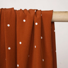 Tissu orange rust à pois blanc - pretty mercerie - mercerie en ligne