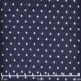 Tissu matelassé bleu marine à pois tissé blanc cassé - Pretty mercerie - mercerie en ligne