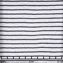 Tissu matelassé bleu marine à pois tissé blanc cassé - Pretty mercerie - mercerie en ligne