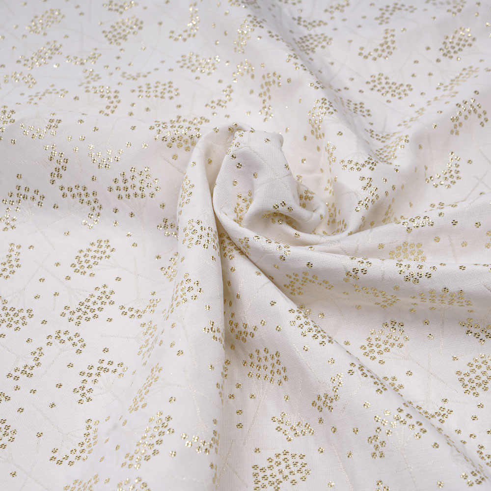 Tissu jacquard crème tissé dandelion or - pretty mercerie - mercerie en ligne