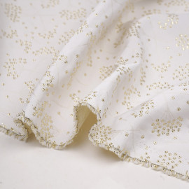 Tissu jacquard crème tissé dandelion or - pretty mercerie - mercerie en ligne