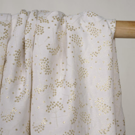 Tissu jacquard crème tissé dandelion or - pretty mercerie - mercerie en ligne