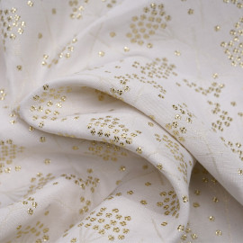 Tissu jacquard crème tissé dandelion or - pretty mercerie - mercerie en ligne