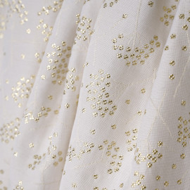 Tissu jacquard crème tissé dandelion or - pretty mercerie - mercerie en ligne
