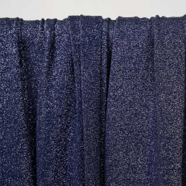 Tissu maillot de bain bleu nuit fil lurex argent - pretty mercerie - mercerie en ligne