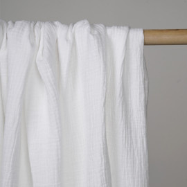 tissu double gaze de coton blanc cassé - pretty mercerie - mercerie en ligne