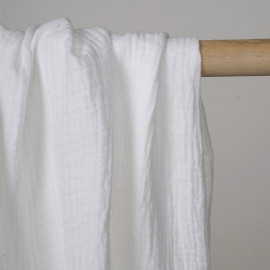 tissu double gaze de coton blanc cassé - pretty mercerie - mercerie en ligne