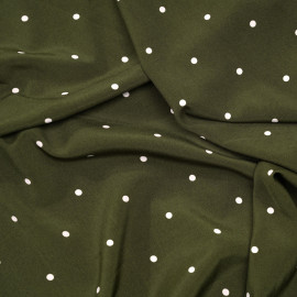 Tissu kaki à pois blanc cassé - Pretty Mercerie - mercerie en ligne