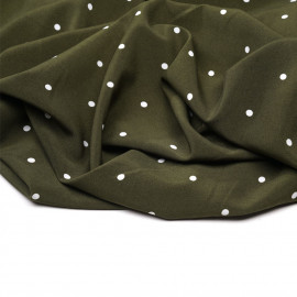 Tissu kaki à pois blanc cassé - Pretty Mercerie - mercerie en ligne