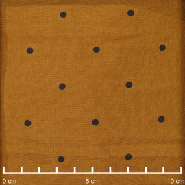 Tissu caramel à pois noir- Pretty Mercerie - mercerie en ligne