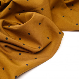 Tissu caramel à pois noir- Pretty Mercerie - mercerie en ligne