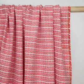 Tissu tweed rouge argile blanc cassé et lurex or - Pretty Mercerie - mercerie en ligne