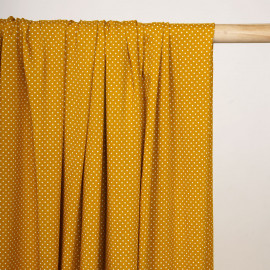 Tissu viscose moutarde à petits pois blanc - pretty mercerie - mercerie en ligne