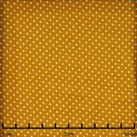 Tissu viscose moutarde à petits pois blanc - pretty mercerie - mercerie en ligne