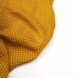 Tissu viscose moutarde à petits pois blanc - pretty mercerie - mercerie en ligne