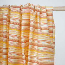 Tissu coton à motif rayé brique jaune et rose - pretty mercerie - mercerie en ligne