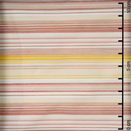 Tissu coton à motif rayé brique jaune et rose - pretty mercerie - mercerie en ligne
