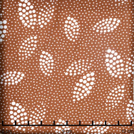 Tissu viscose caramel à motif pois irrégulier blanc cassé - pretty mercerie - mercerie en ligne