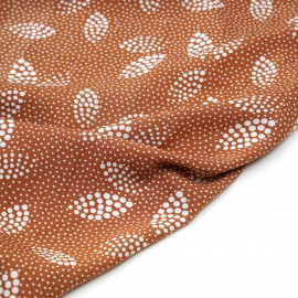 Tissu viscose caramel à motif pois irrégulier blanc cassé - pretty mercerie - mercerie en ligne