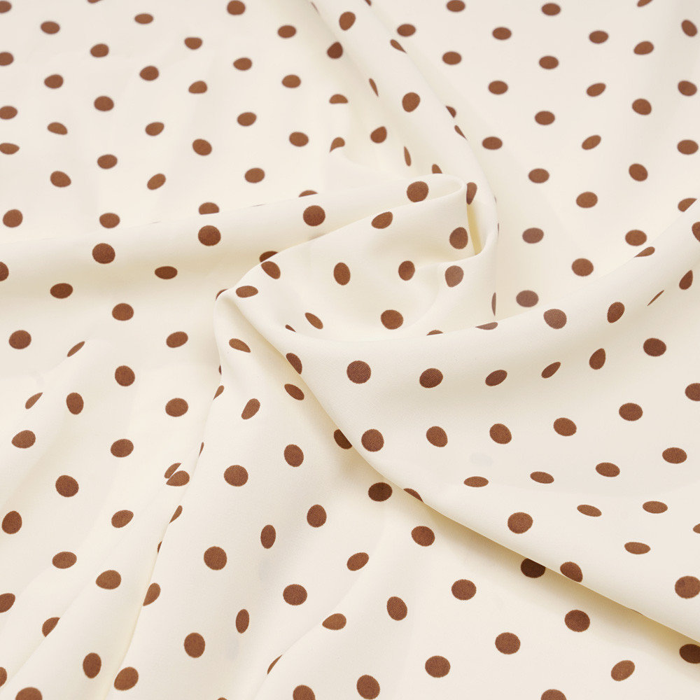 Tissu vanilla ice à motif pois beige - pretty mercerie - mercerie en ligne
