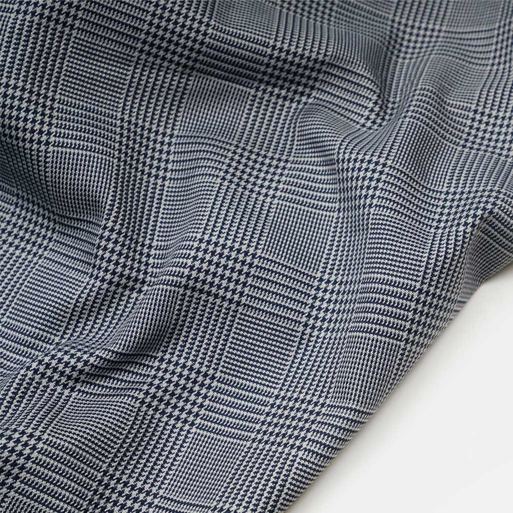 Tissu Prince de Galles gris et bleu de Prusse - pretty mercerie - mercerie en ligne