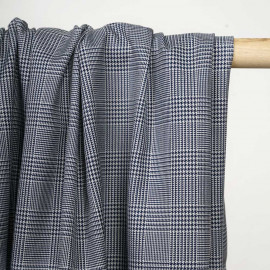 Tissu Prince de Galles gris et bleu de Prusse - pretty mercerie - mercerie en ligne