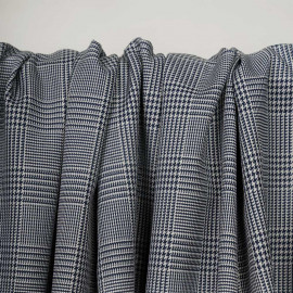 Tissu Prince de Galles gris et bleu de Prusse - pretty mercerie - mercerie en ligne