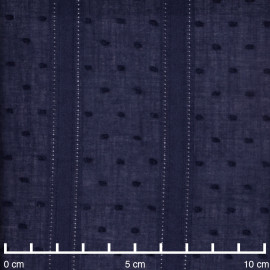Tissu coton plumetis et bandes brodées bleu marine - pretty mercerie - mercerie en ligne