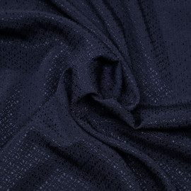 tissu jacquard bleu marine sergé à motif abstrait satiné X 10 CM