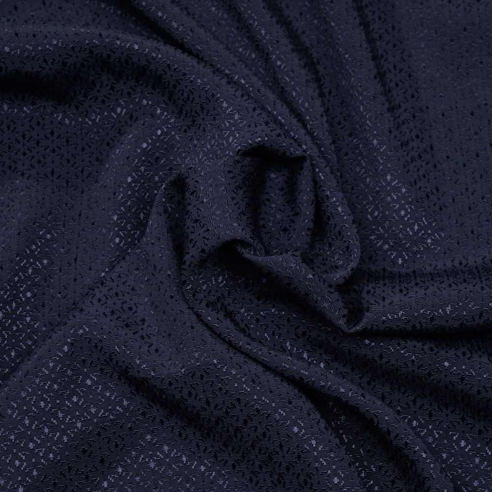 tissu jacquard bleu marine sergé à motif abstrait satiné X 10 CM