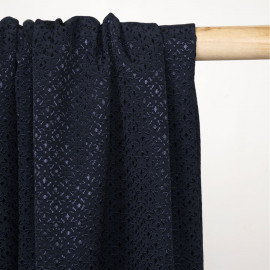 tissu jacquard bleu marine sergé à motif abstrait satiné X 10 CM