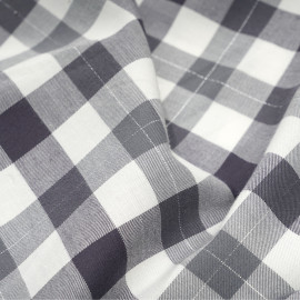 Tissu Flanelle de coton tissé blanc cassé vichy gris et fil lurex argenté - pretty mercerie - mercerie en ligne