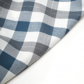 Tissu Flanelle de coton tissé blanc cassé vichy bleu, gris et fil lurex argenté - pretty mercerie - mercerie en ligne
