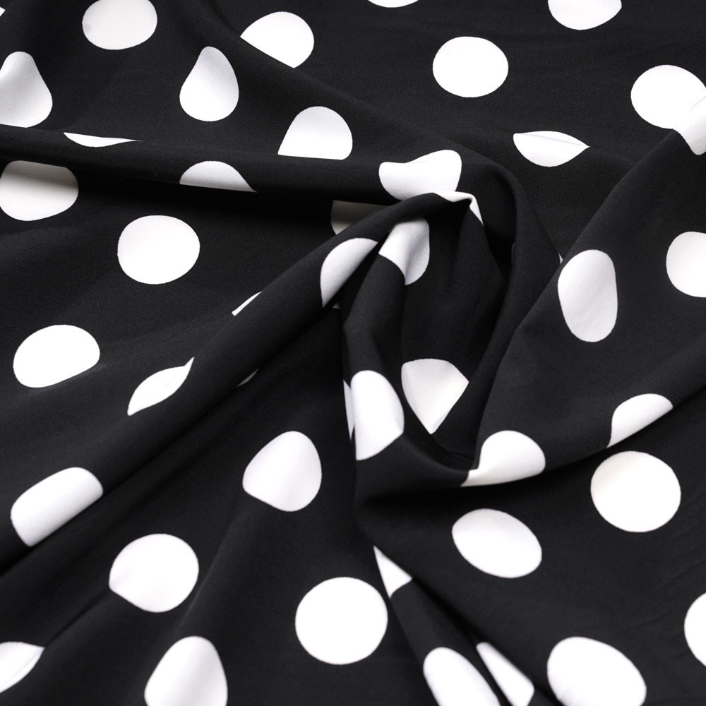 Tissu noir à motif gros pois blanc cassé - pretty mercerie - mercerie en ligne