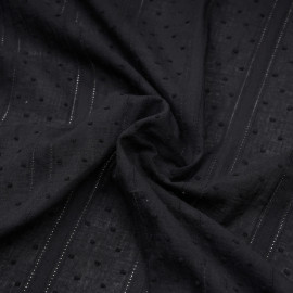 Tissu coton plumetis et bandes brodées noir - pretty mercerie - mercerie ne ligne