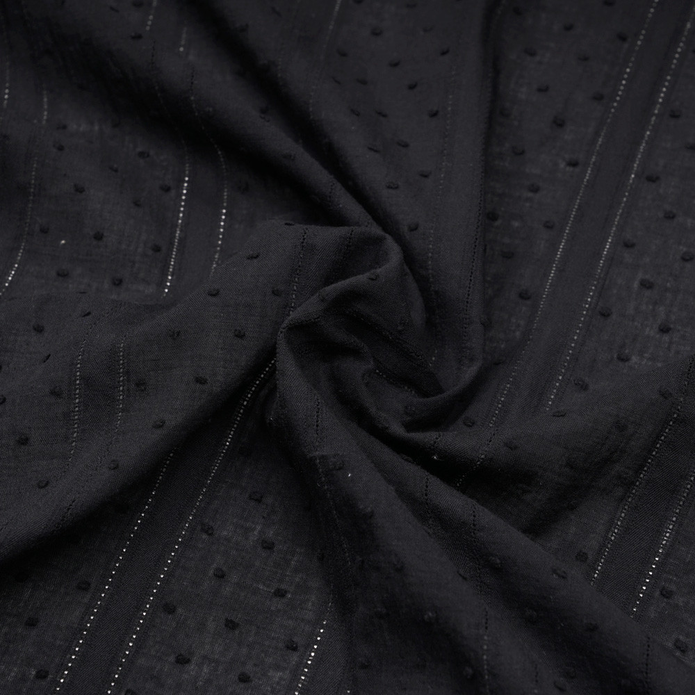 Tissu coton plumetis et bandes brodées noir - pretty mercerie - mercerie ne ligne